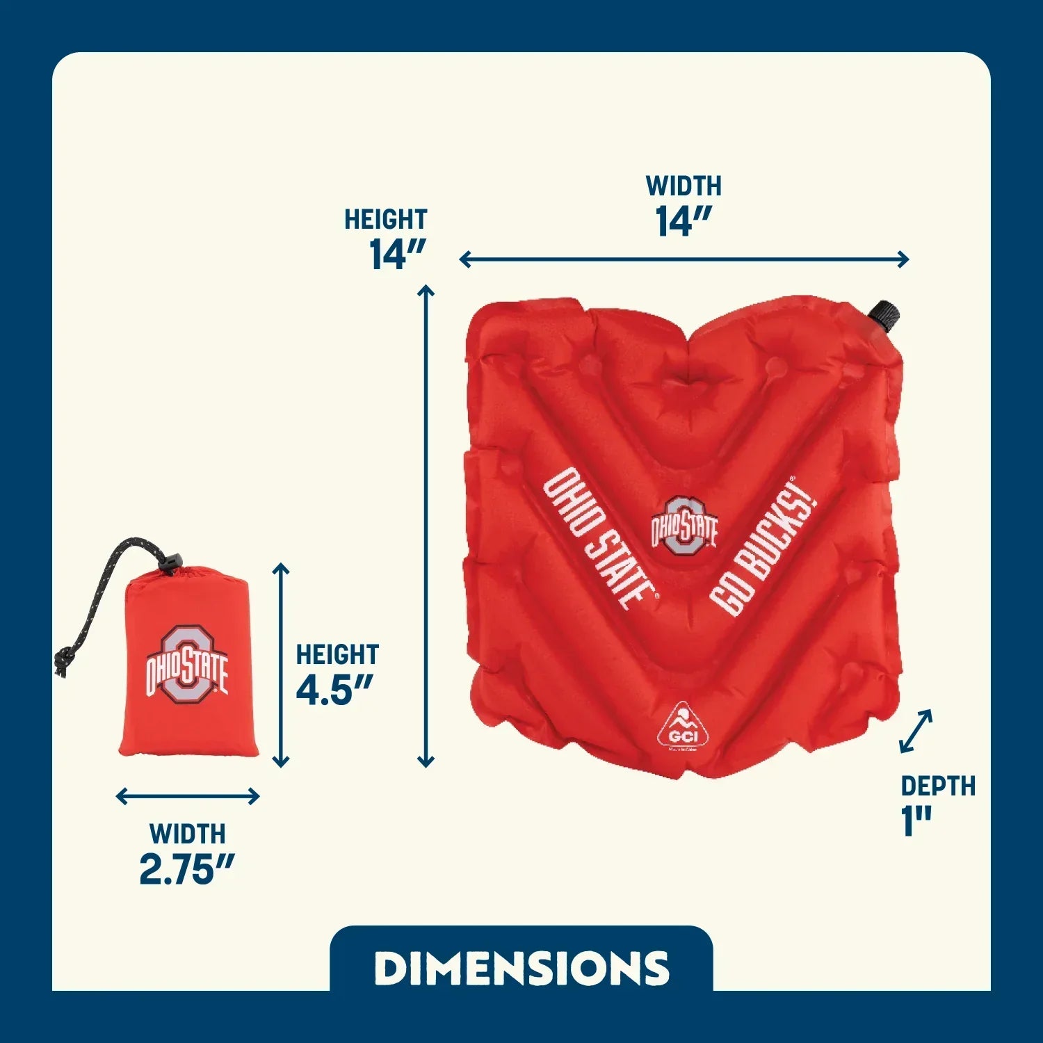 College V Seat™ Inflatable Stadium Cushion - Ohio State Buckeyes