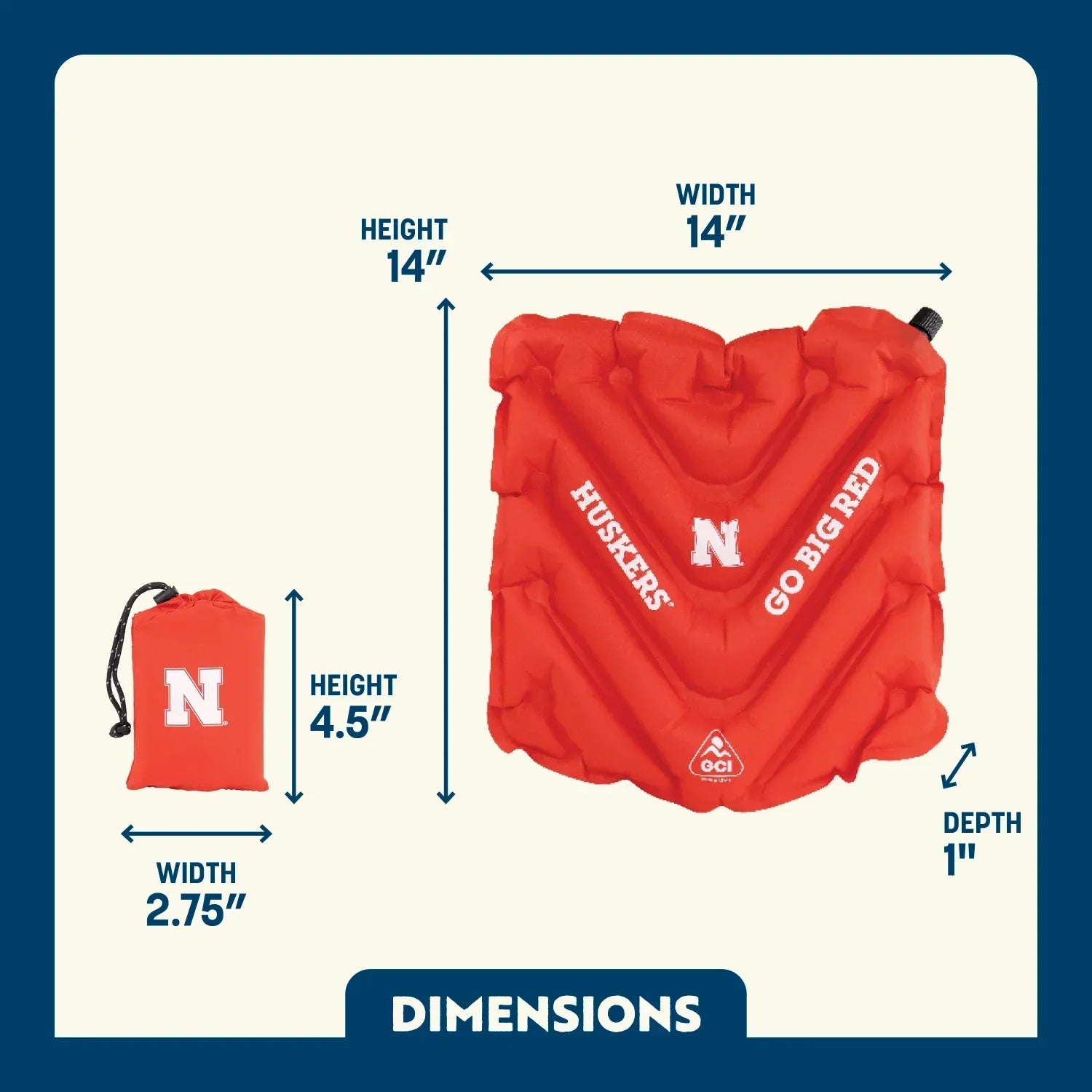 College V Seat™ Inflatable Stadium Cushion - Nebraska Cornhuskers